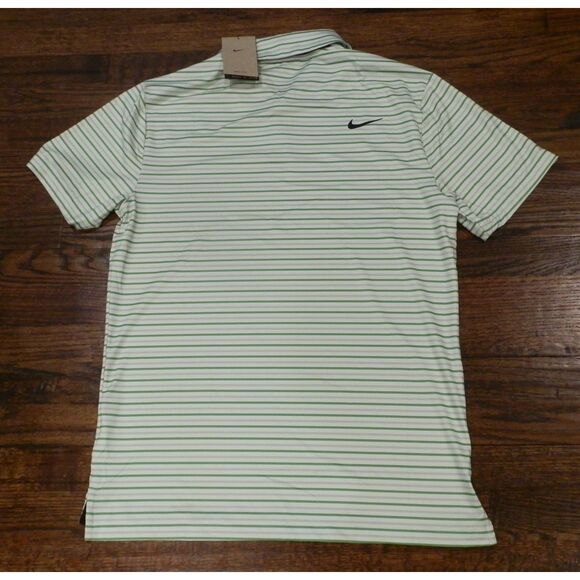 Nike Dri-Fit Men's Golf Shirt Short Sleeve Striped Green Polo Size Small NWT - Picture 2 of 2